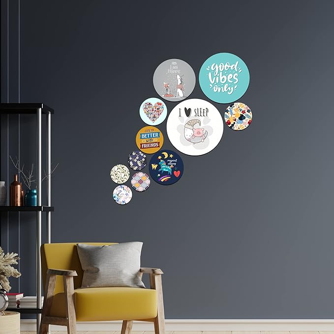 Artvibes Designer Wooden Wall Hanging for Home Decoration | Wall Decor Hanging Ornaments | Pack of 11 Pieces