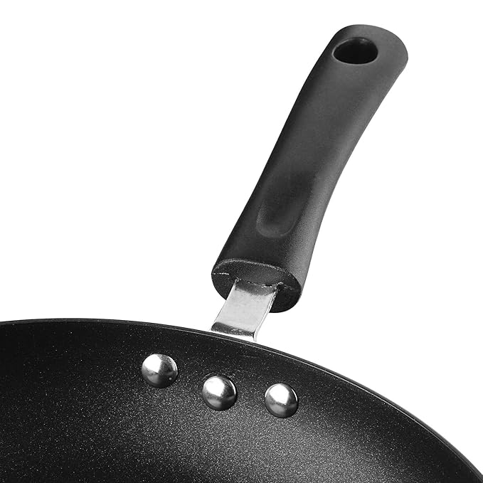 Vinod Hanos Non-Stick Fry Pan 22 cm Diameter, Hard Anodised Non-Stick Coating with 100% Virgin Bakelite Riveted Handle - Black