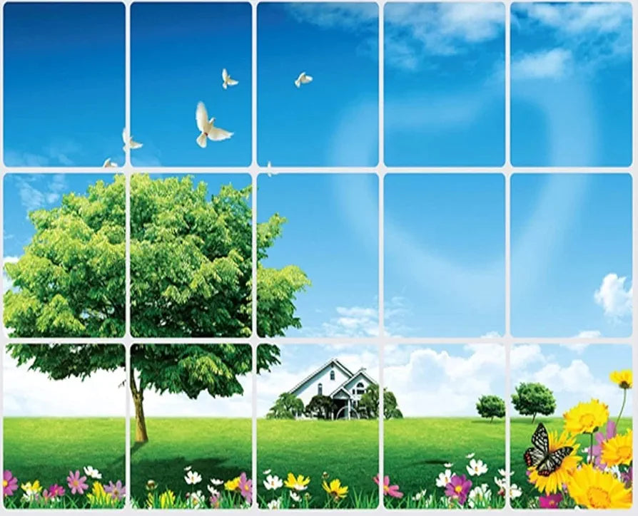 Jaamso Royals Multi Colour Natural Design Removable Vinyl Oil Proof Heat Resistant Tile Kitchen Wall Sticker Nature