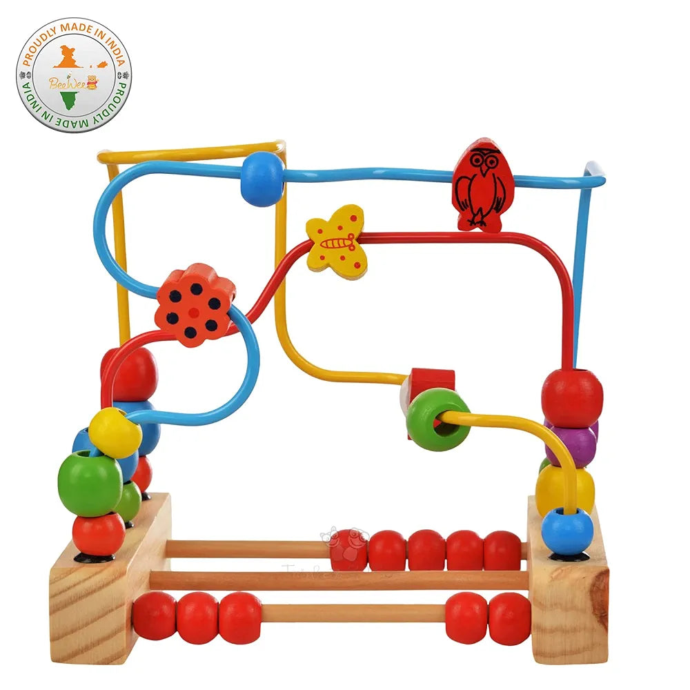 Trinkets & More - Wooden Beads Maze  Puzzle Game Roller Coaster Toddler Large Abacus Learning Activity Centre Kids Educational Toys 12 Months+