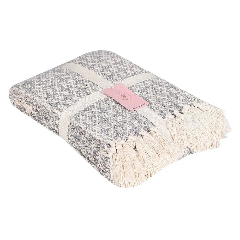 Sashaa World Soft Throw Blanket Colour Grey/Natural