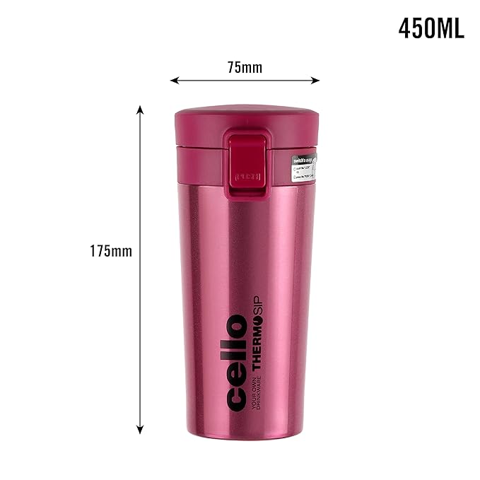 Cello Monty Thermosteel Vacuum Insulated Travel Mug | 450 ml