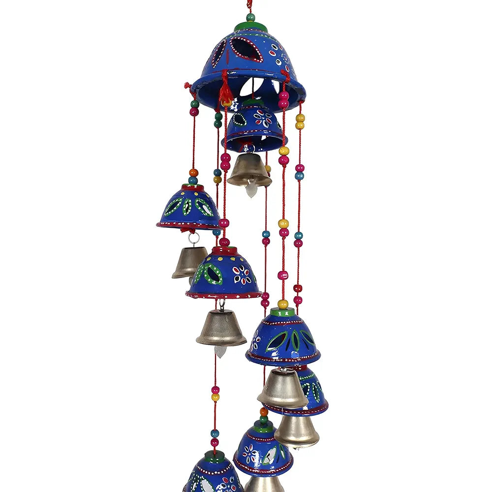 Kuber Industries Plastic Rajasthani Design Handcrafted Hanging Windchimes Latkan 8 Bells-1 Pcs