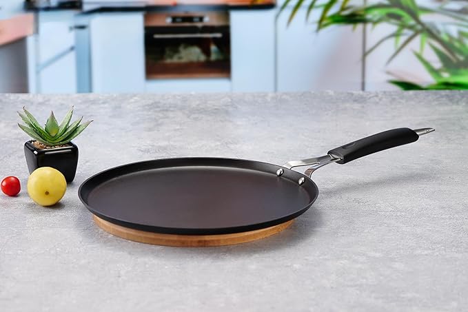 Sumeet Super Smooth Pre Seasoned Carbon Steel (Iron) Flat Dosa Tawa 29.5cm Black
