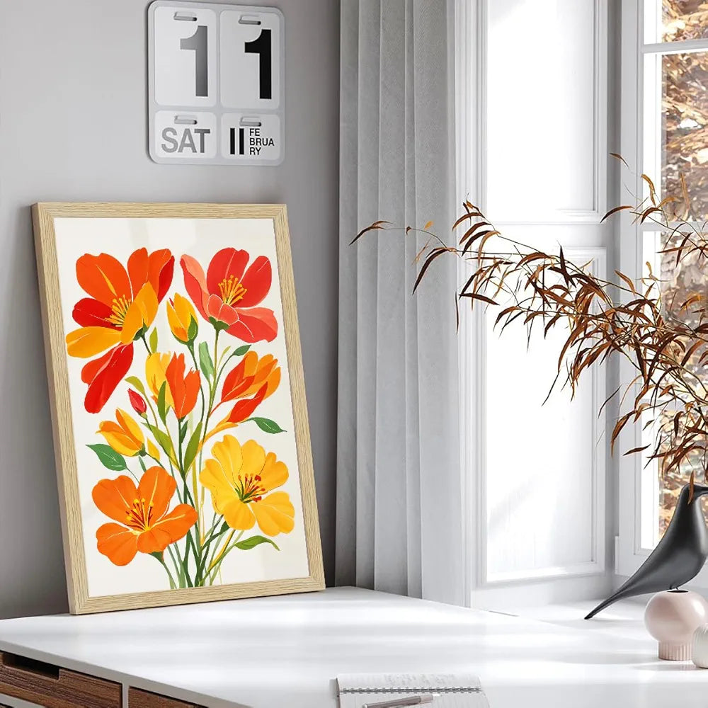 ArtX Paper Floral Art Paintings with Frame Flowers - 02 Set of 2