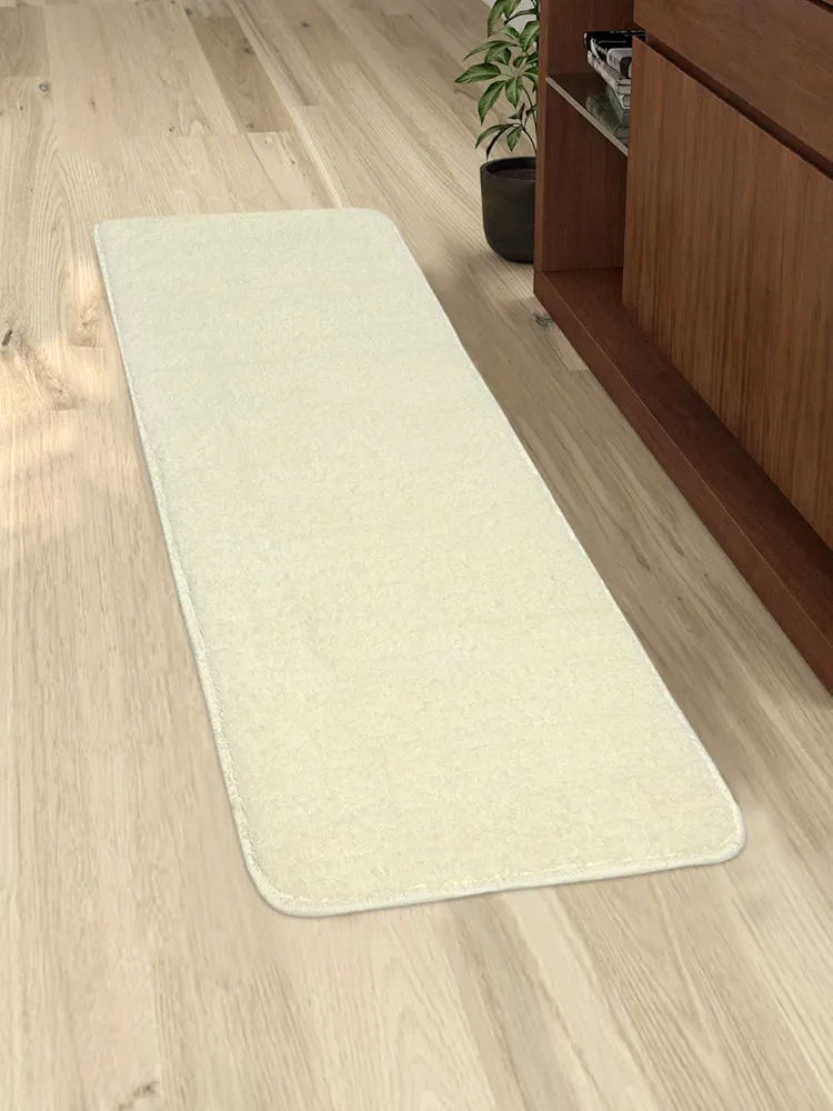Saral Home Solid Neo Shaggy Yarn Durable & Washable Multipurpose Runner Colour Ivory