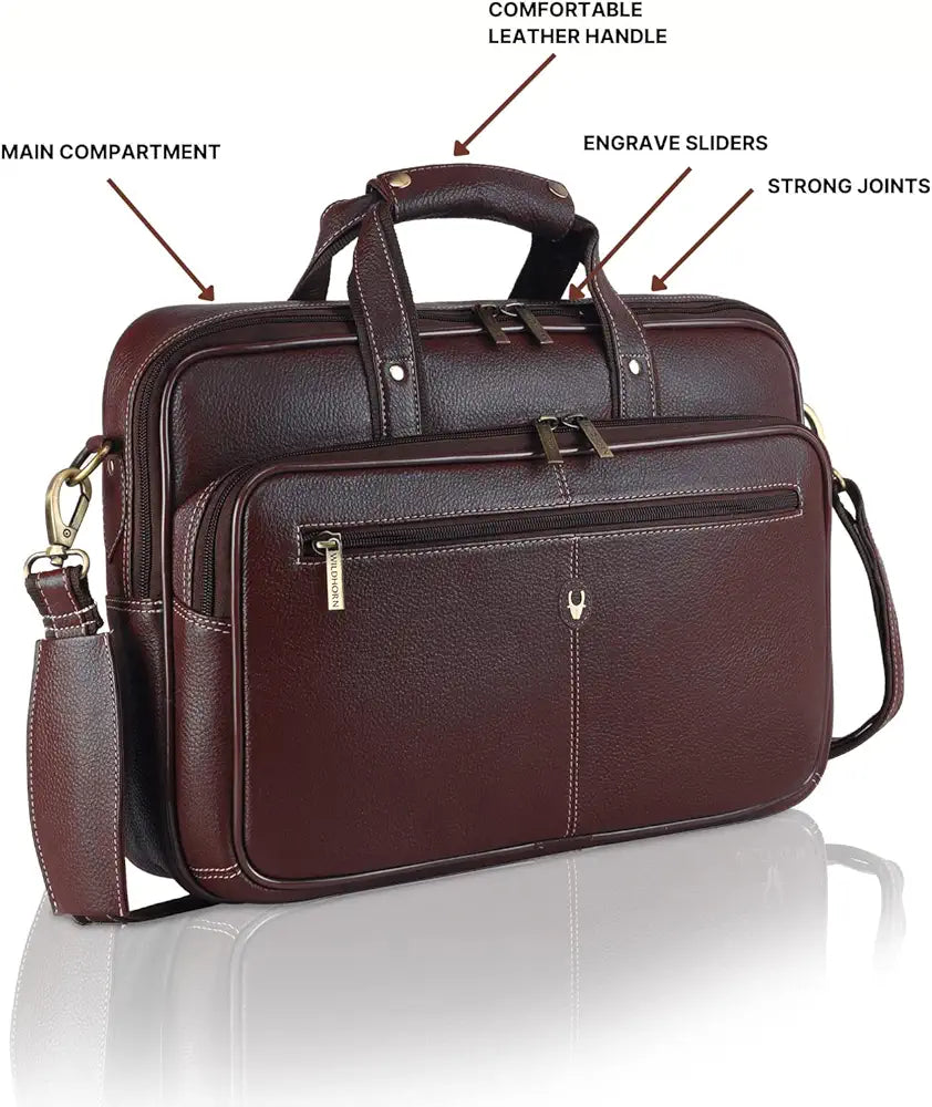 WildHorn Leather Laptop Messenger Bag for Mens