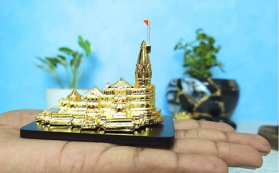 Gold Art India Ram Mandir Ayodhya Gold Plated 24 Karat - Minature small