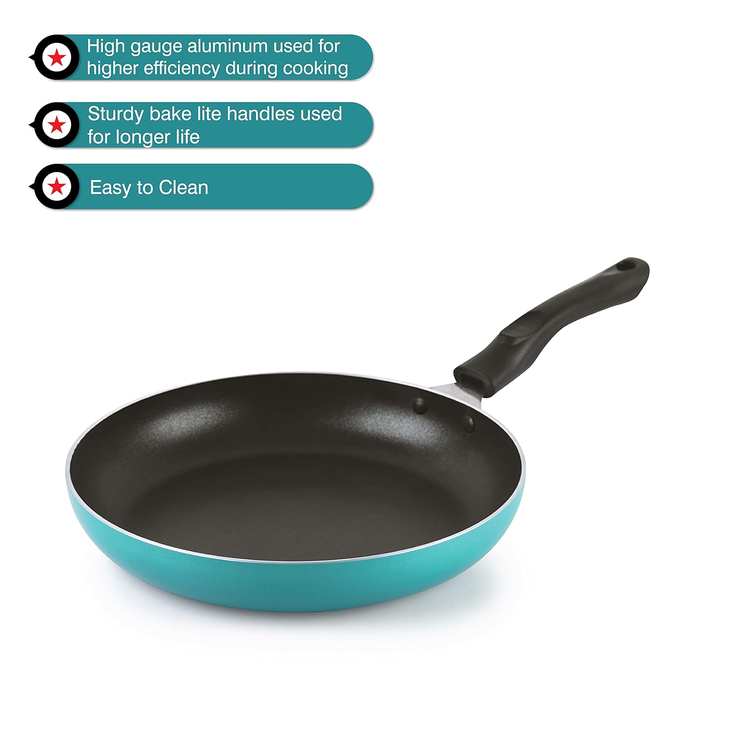 Cello Non Stick Fry Pan Induction Base with Detachable Handle, 24cm, Green | Cookware with Non Stick Coating