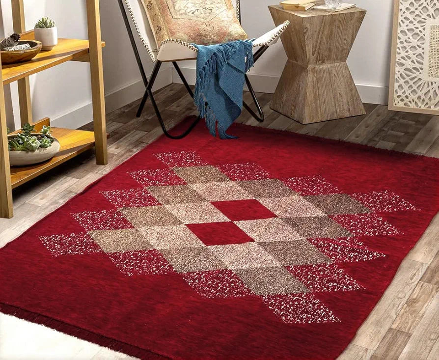 BSB Home Designer Superfine Chenille Carpet 500 GSM Velvet Carpet Area Rug Red