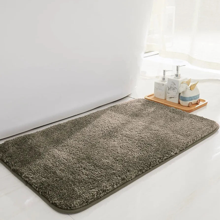 Luxe Home International Microfibre Rectangular Bath mat Super Soft Anti Skid Newman Mats For Bathroom Colour Taupe