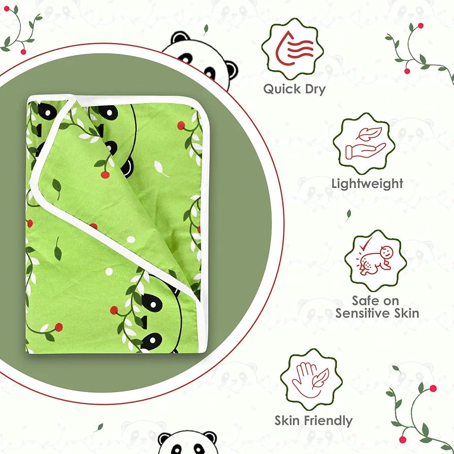 Divine Casa Pure Cotton Printed Single Dohar for Newborn Baby 120 GSM Soft & Lightweight Throw Blanket Colour Ice Green