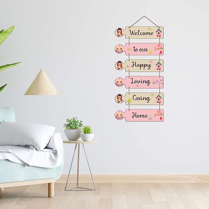 Artvibes Quotes Decorative Wall Art Mdf Wooden Wall Hanger for Living Room | Set of 6