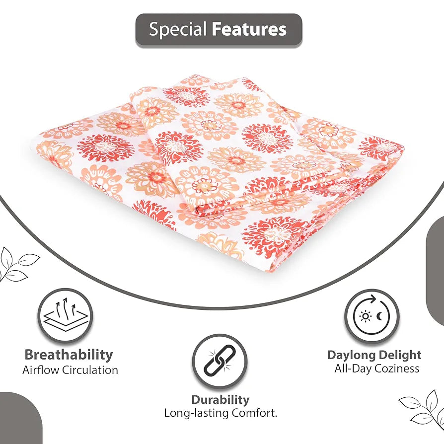 Divine Casa - 144 TC Super Soft 100% Cotton Bedsheet for Double Bed  144 Thread Count Colour Red Orange