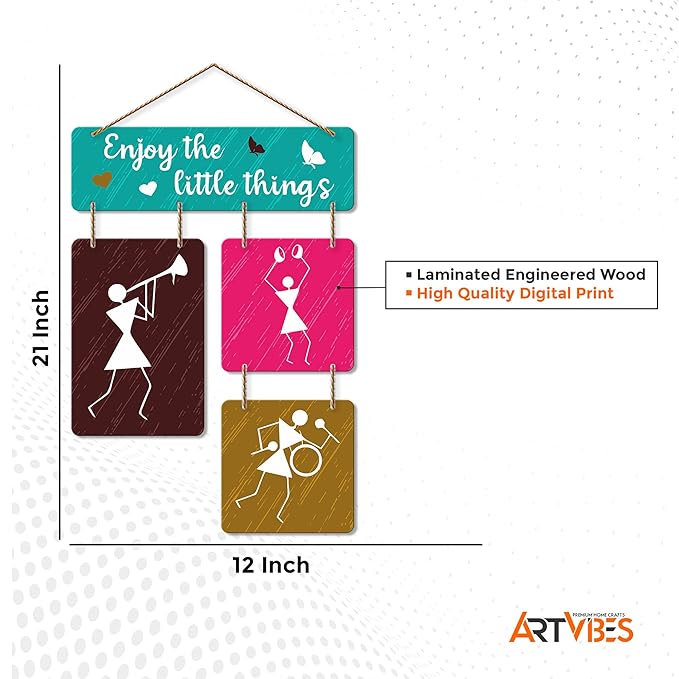 Artvibes Enjoy the Little Things Decorative Wall Art Mdf Wooden Wall Hanger for Living Room
