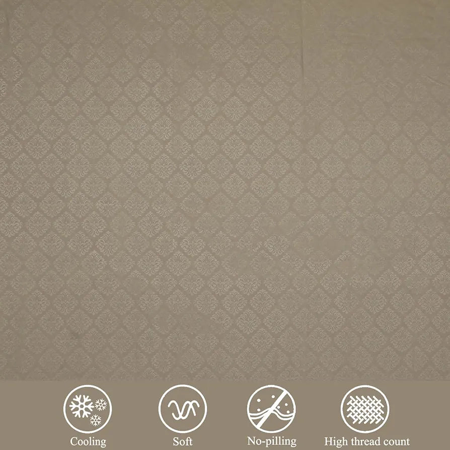 Fresh From Loom Double Bedsheet King Size Microfiber Rotary Printed With 2 Pillow Covers 144 TC Dark Beige Damas