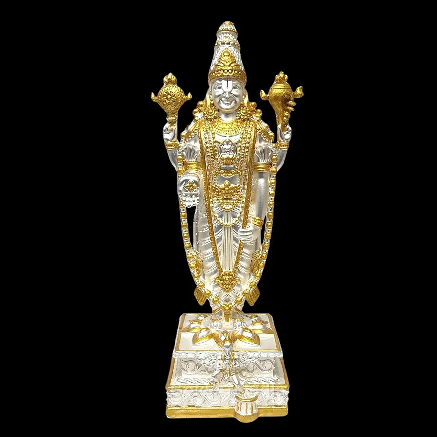 Gold Art India Lord Tirupati Balaji Garuda Gold Silver Two Tone Matte