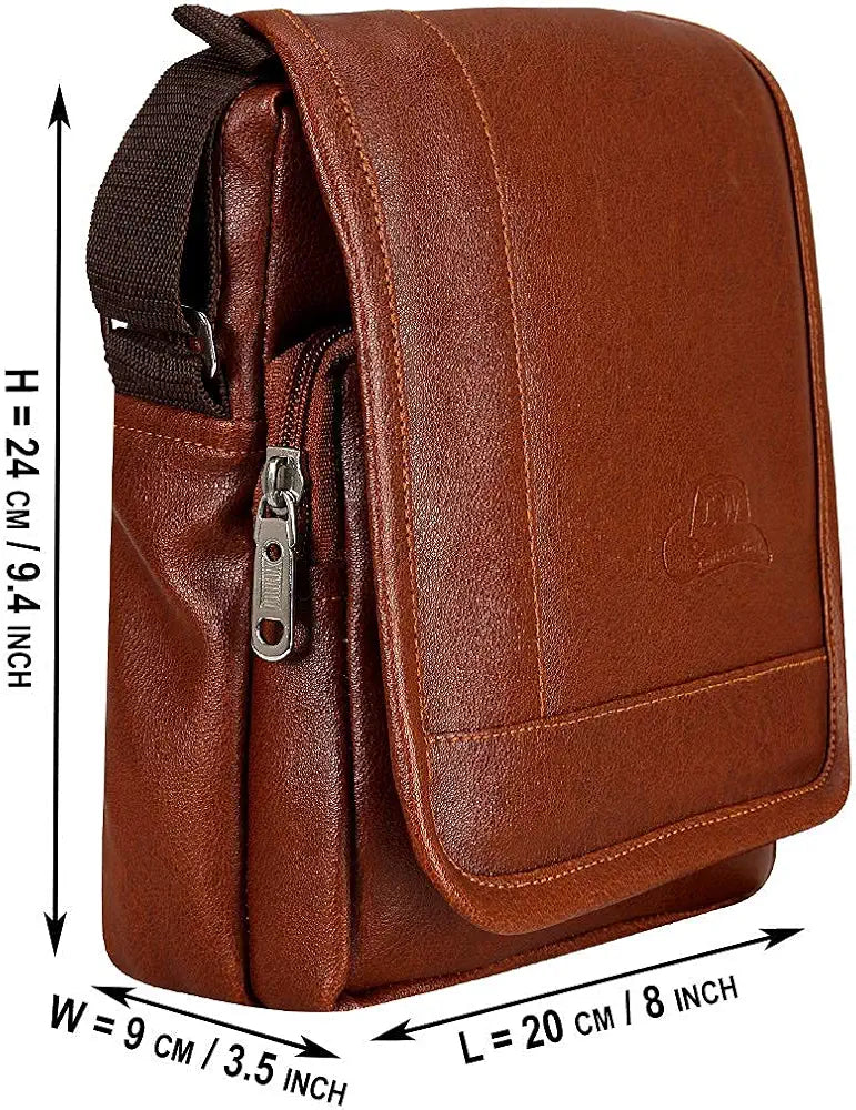 Leather World Sling Bag for Men PU Leather Messenger Cross Body Travel Office One Side Chest Shoulder Bag for Men & Women