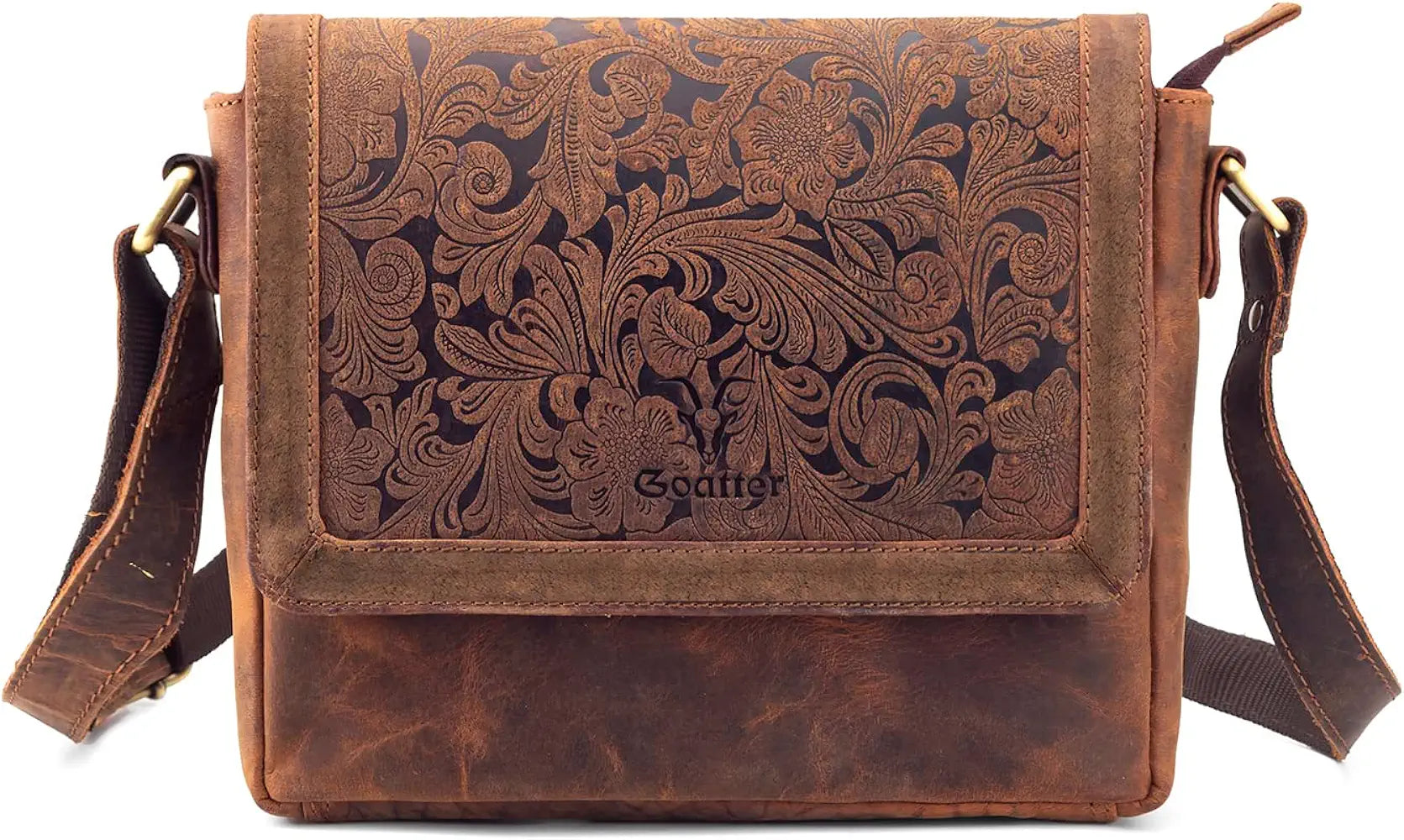 Goatter Hunter Leather Floral Sling Bag for Girls and Women,