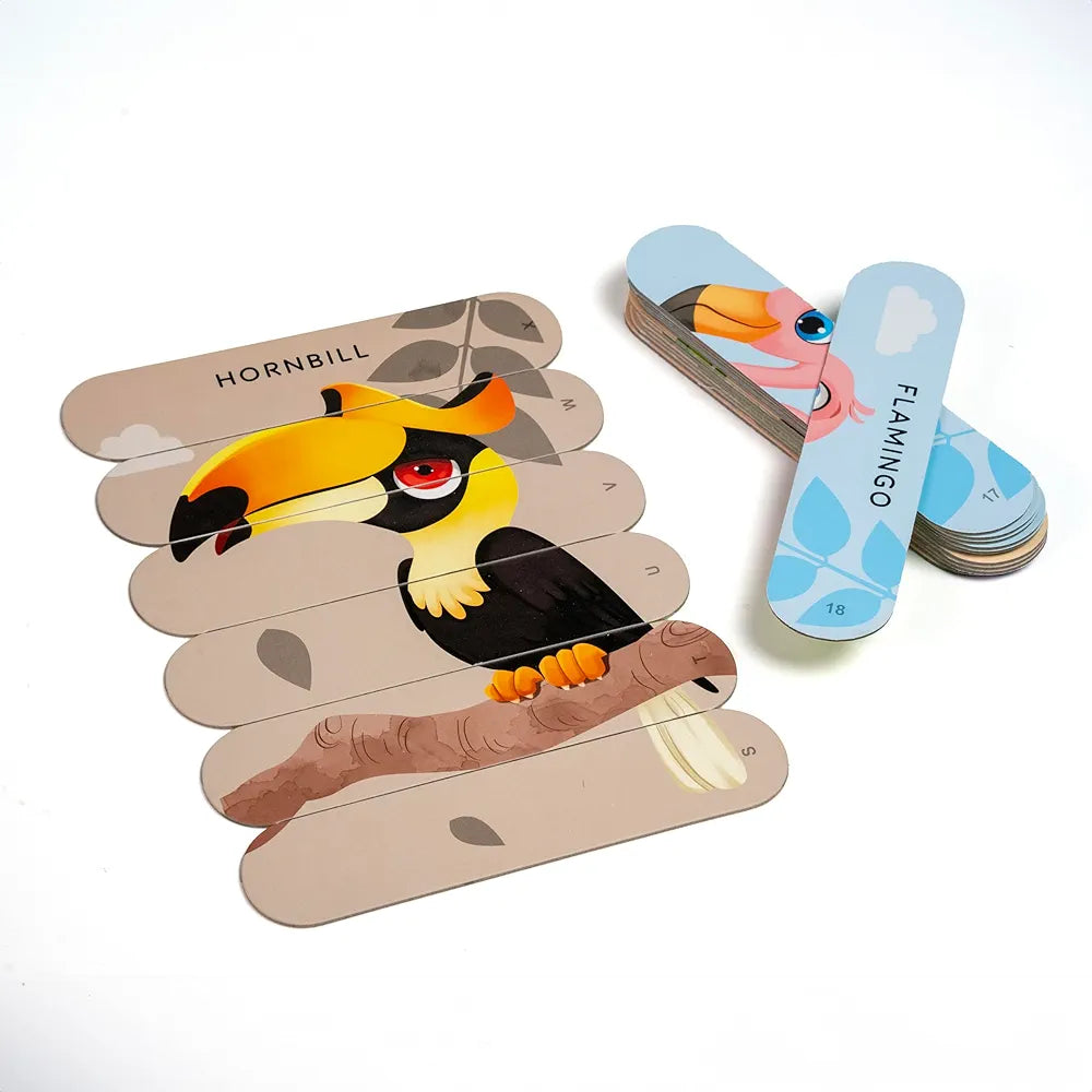 THE BOOK TREE Birds Stick Puzzle | 24pcs Double-Sided Cardboard Puzzles | 8 Fun Bird-Themed Puzzles for Learning & Play | Boosts Creativity & Focus | Ideal for Ages 3+