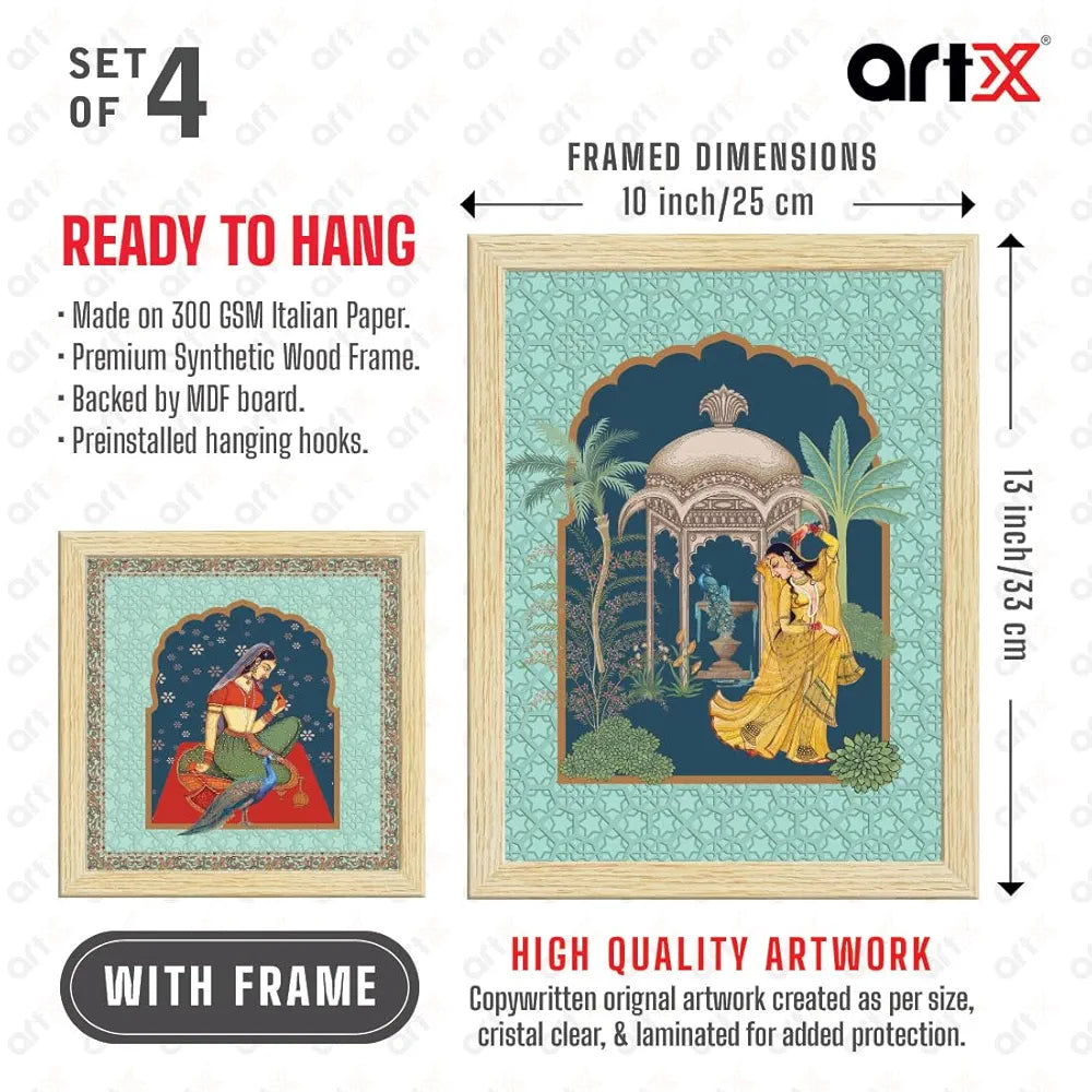 ArtX Paper Indian Madhubani Madhubani-SO4-03 Multicolor Set of 4