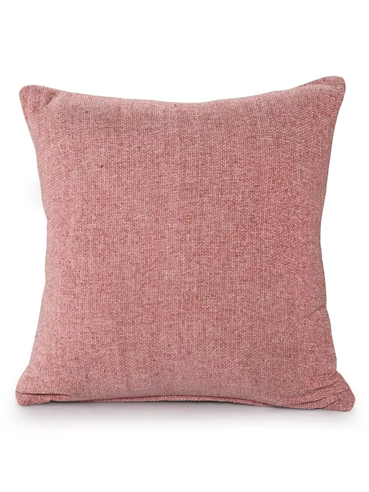 Sashaa World Colour Rose Pink Chenille Cushion Cover Decorative Pillow Case