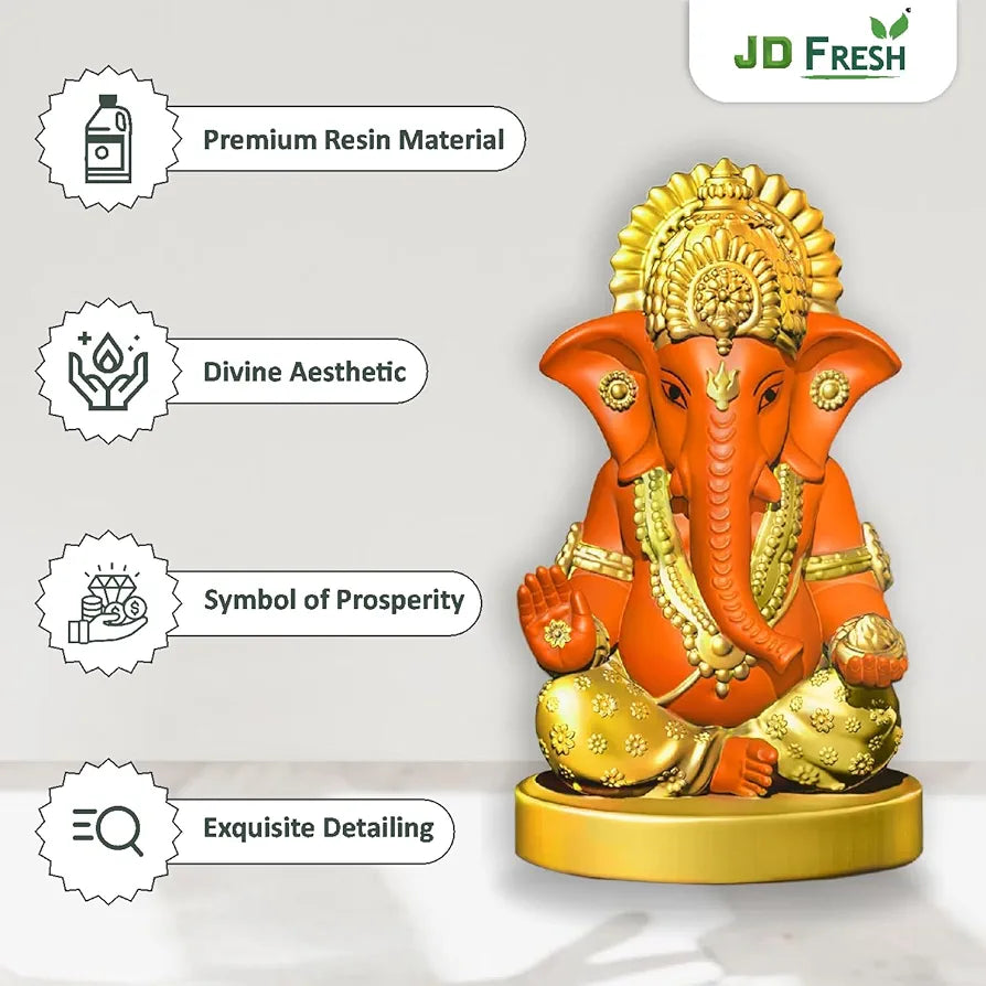 Jd Fresh Resin Ganesh Idol For Home - Orange