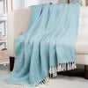 Homadorn All Season Cotton Weaved Throw Blanket Colour Aqua