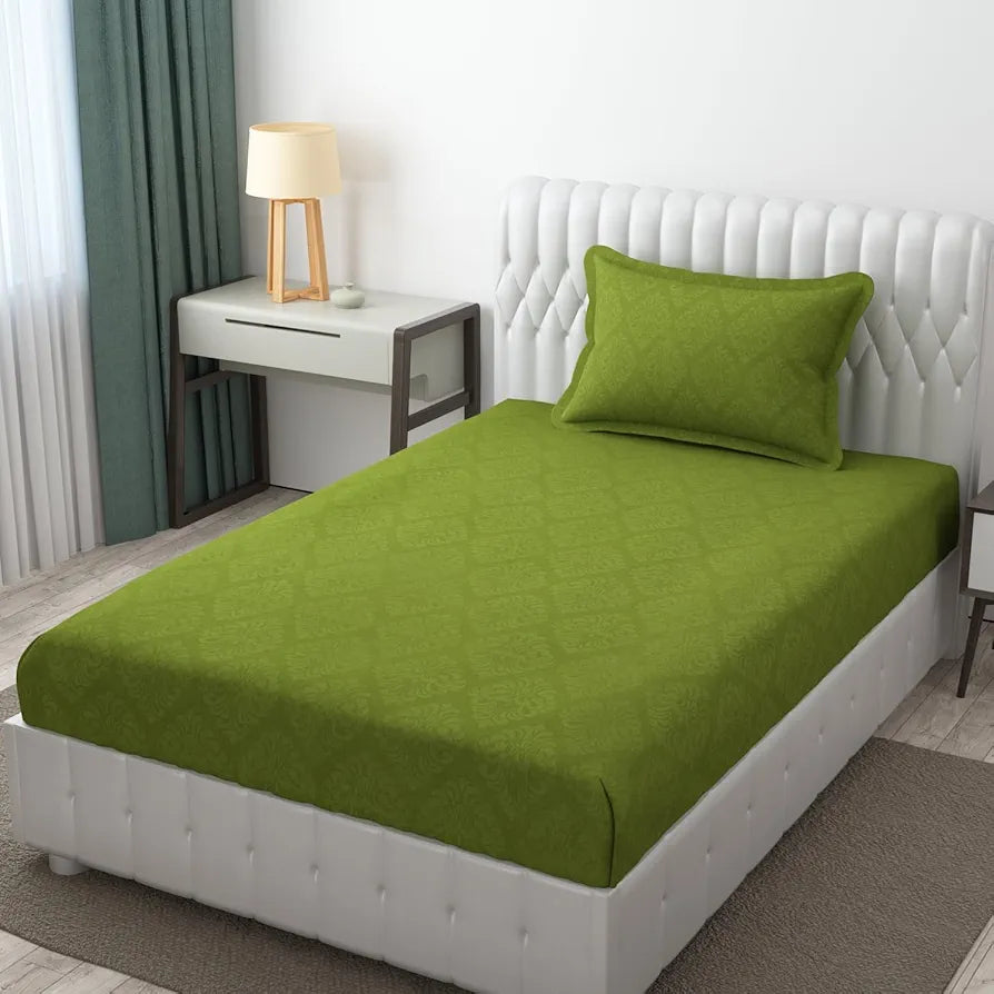 Fresh From Loom Single Bedsheet Microfiber Bedsheet Set Rotary Printed Hypoallergenic Wrinkle Free with 1 Pillow Covers Corn Green Damas