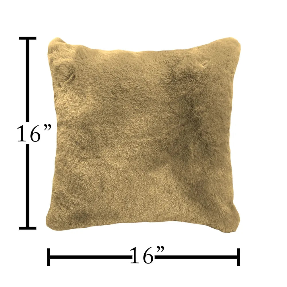 Luxe Home Cushion Cover One Side Rabbit Fur Plain Design Covers Set of 2 Colour Anti Gold