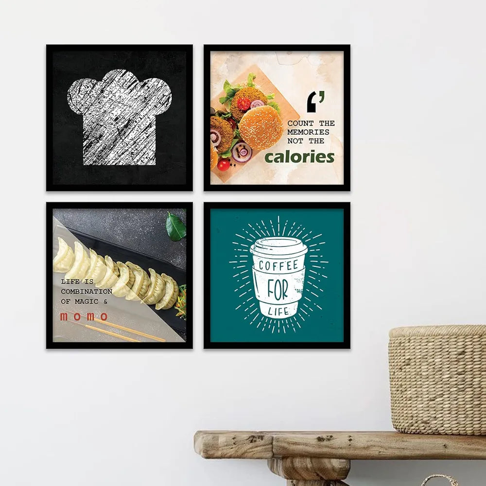Kotart - Cooking Quotes Wall Posters with Frame Framed Kitchen Poster Set of 4 Design33