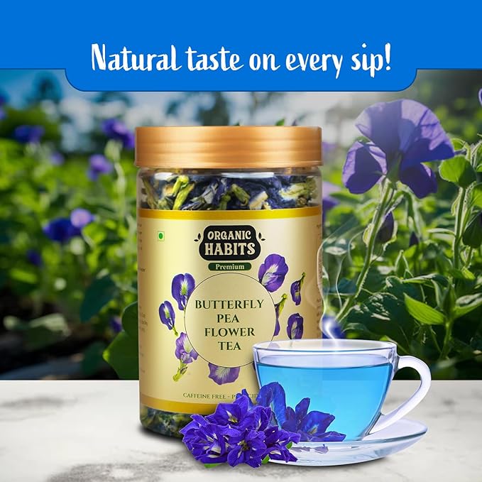 Organic Habits Blue Butterfly Pea Flower Tea 50 Gms | Aparajita Herbal Tea | Anti-oxidant Rich