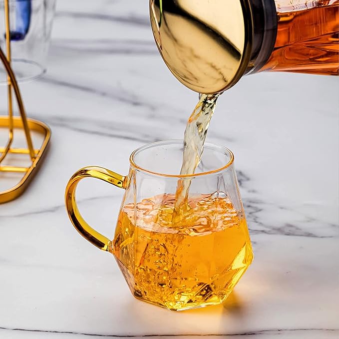 Femora Borosilicate Glass Coffee Cup Handcrafted Geometric Finish | 300 Ml | 1 Piece