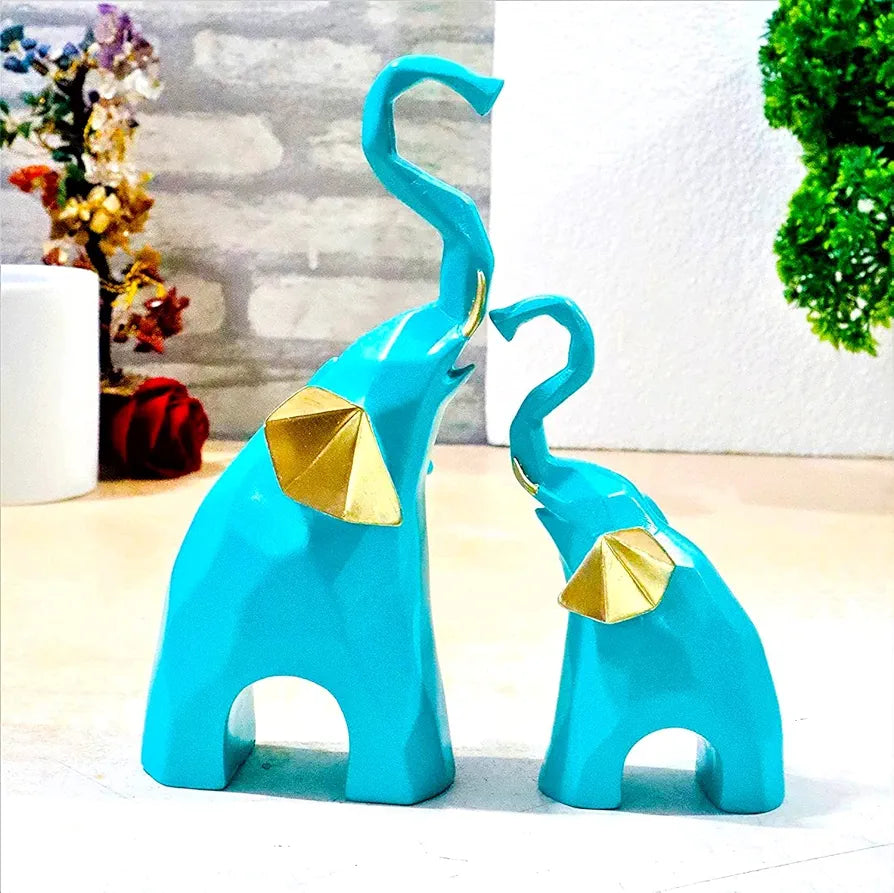 Jaipur Ace Polyresin Elephant Showpiece Statue and Artifacts Blue Elephant