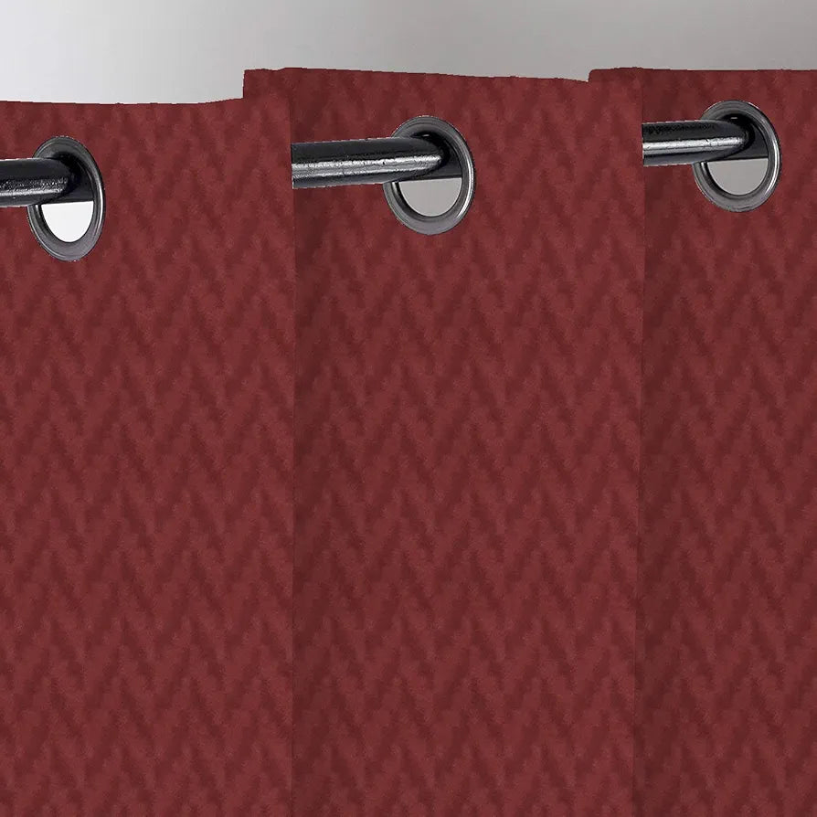 Divine Casa 5 Feet Zig Zag Design Window Curtains Colour Maroon Lightweight Polyester Panels with Metal Grommets Modern Home Decor (Pack of 2)