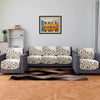 Kuber Industries Velvet Sofa Cover Set 5 Seater Couch Slipcover With Side Flower Design for Living Room Cream