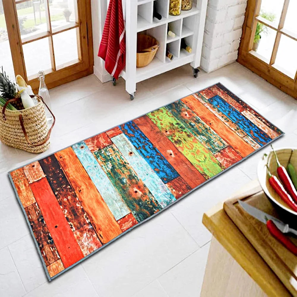 Ishro Home 3d Printed Bedside Runner Carpet Anti Skid For Home Kitchen Colour Stripes