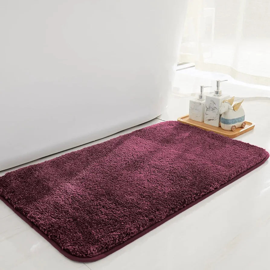 Luxe Home International Bathmat Super Soft Anti SkidWater Absorbent Floor Mats Colour Wine