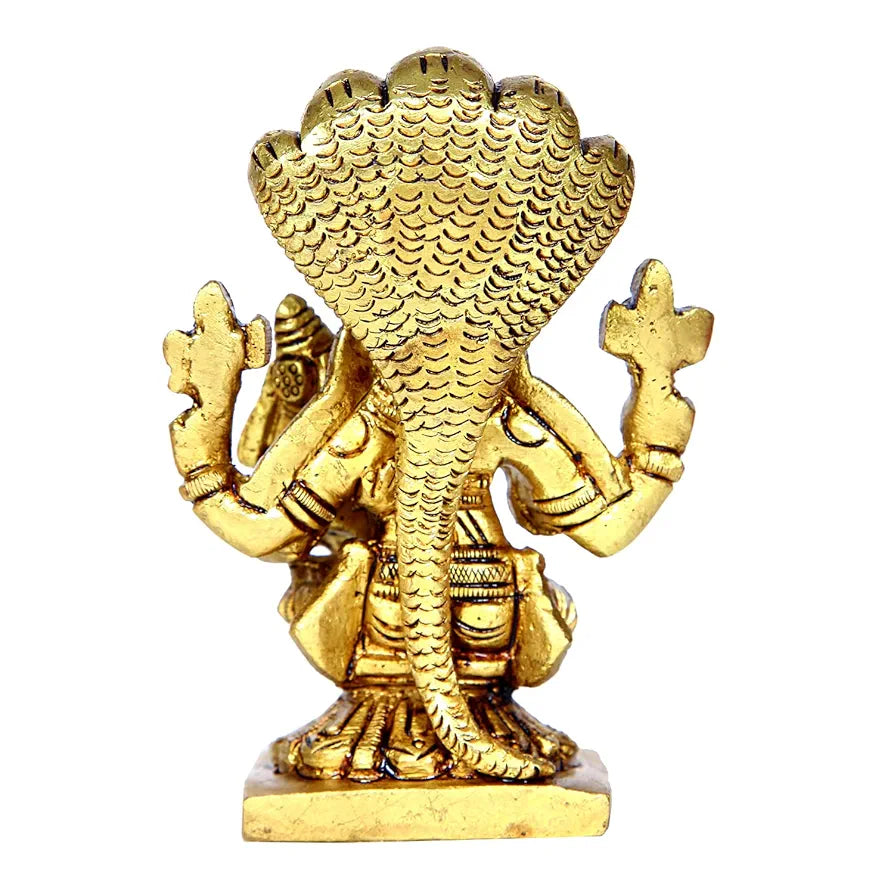 anciently Lakshmi Narasimhar Statue | Lakshmi Narasimha Statue | Lakshmi Narasimhar Idol | Lakshmi Narasimha Swamy Idol Brass 9cm Height, Brass, Gold Colour