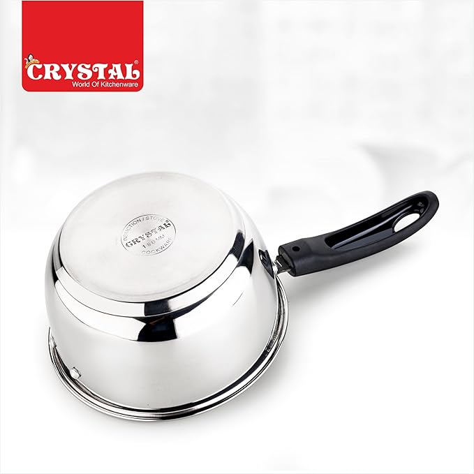 Crystal Stainless Steel Saucepan with Glass Lid| 180 mm - 1000 gms