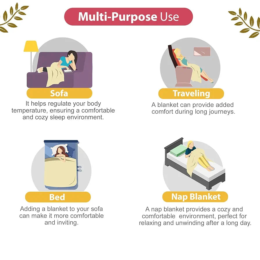 Divine Casa Pure Cotton Printed Single Dohar 120 GSM | Soft & Lightweight Throw Blanket Colour Marlin White