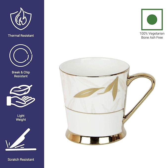 Femora Indian Ceramic Tea Cup Set, 200 ml, Set of 6, Multi-Color - 1300 gms