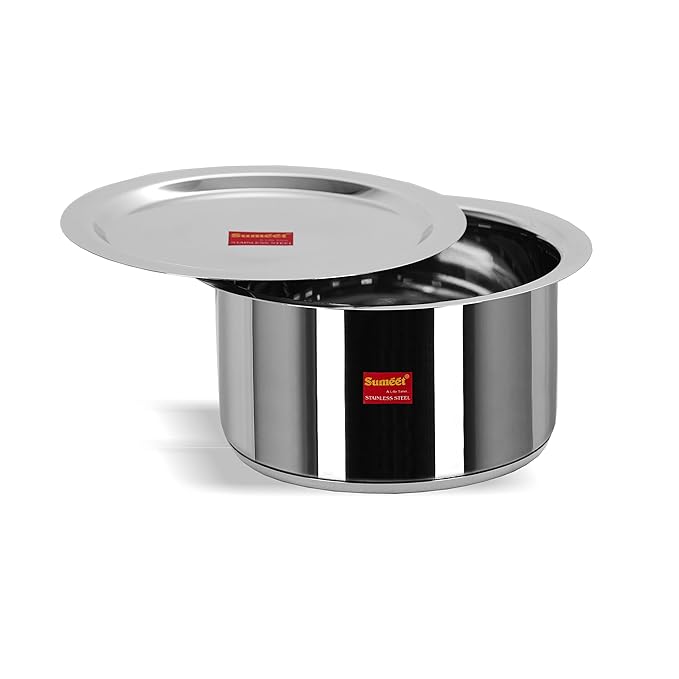 Sumeet Stainless Steel Induction Bottom Cookware with Lid Size No.12 (1.7 Ltr)