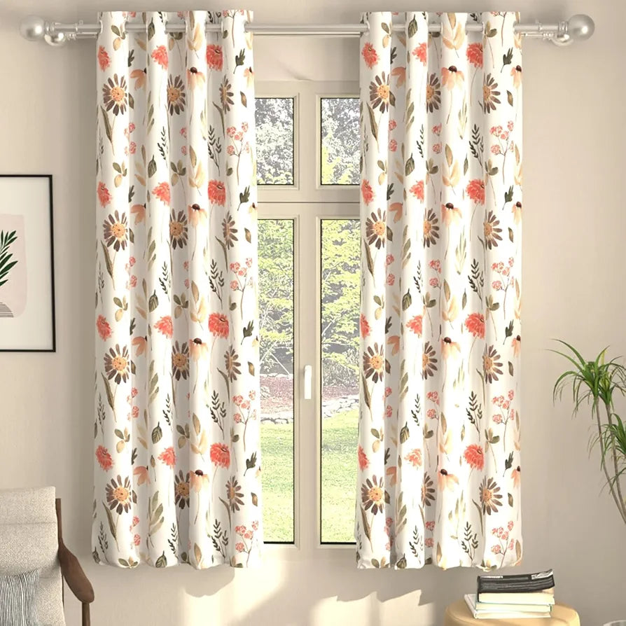 Urban Space Digital Printed Blackout Curtains for Window Bedroom Room Darkening Blackout Kids Decorative Curtains Frost Flora Peach