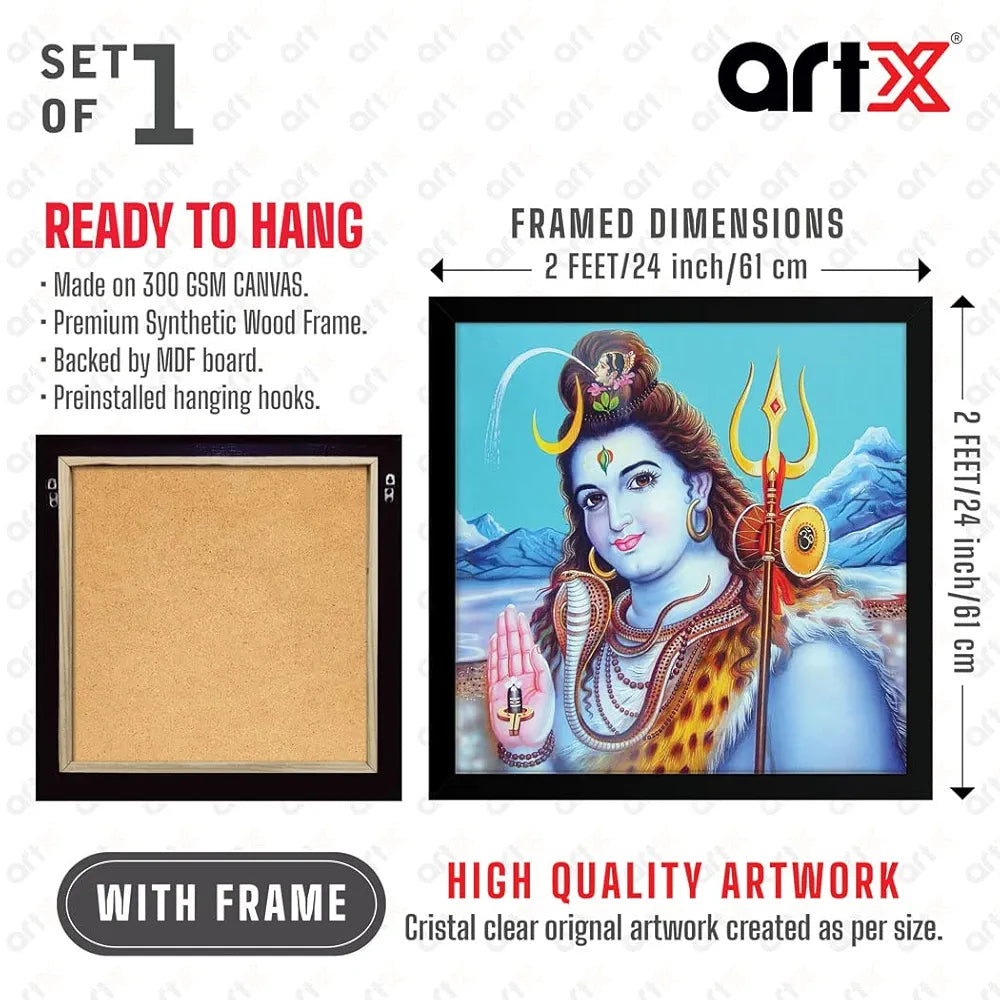 ArtX Mahadev Shiv Shankar Bhole Nath Big Canvas Painting For Living Room With Frame