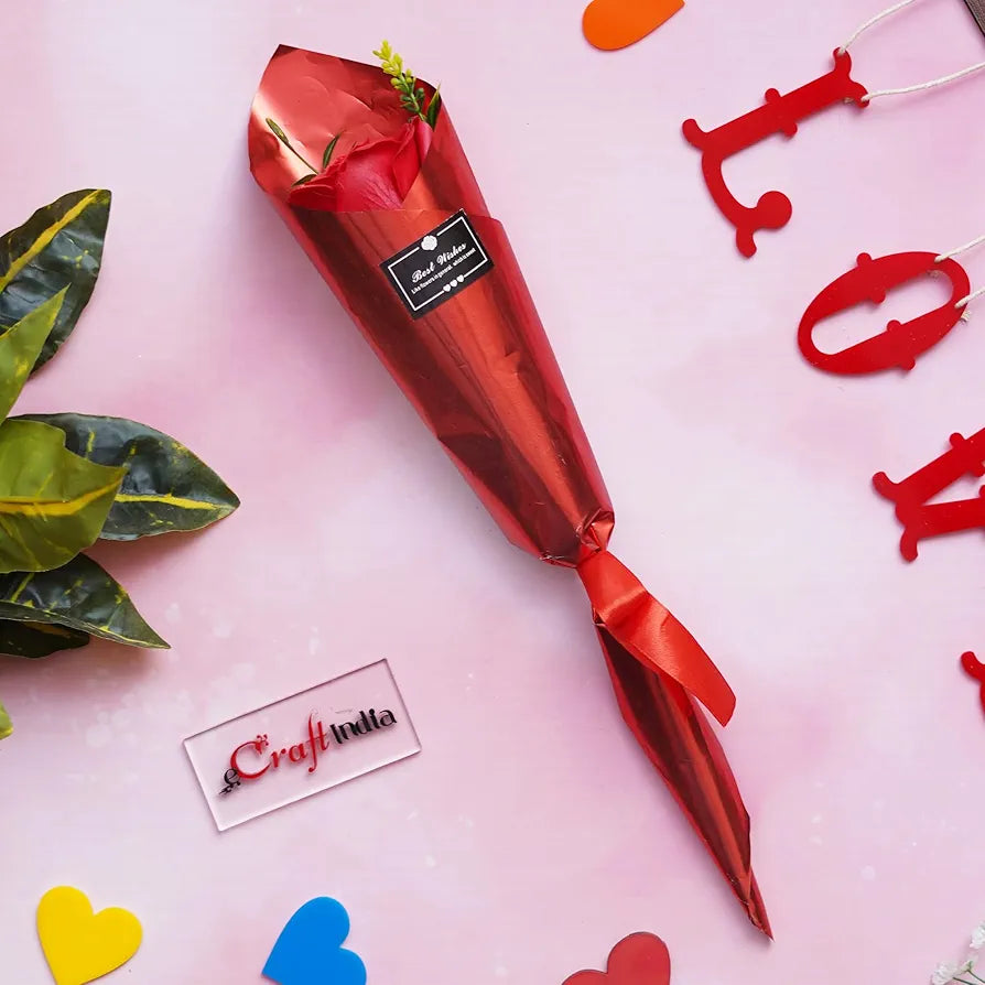 Best Wishes Artificial Red Rose Flower Decorative Showpiece