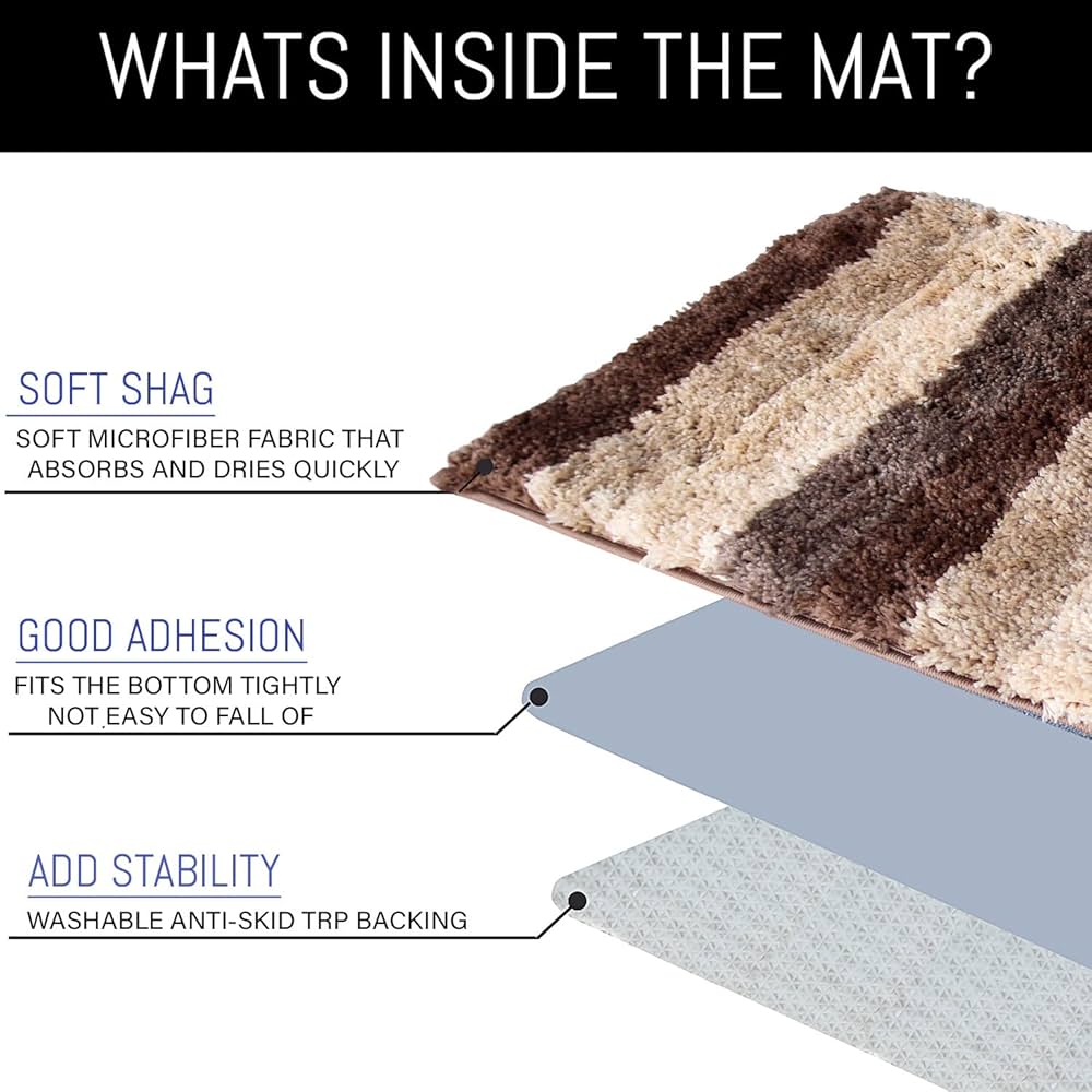 Luxe Home Bath Mat Super Soft Microfiber Non Slip Jericho Bathroom mats 40x60 cm Colour Amber