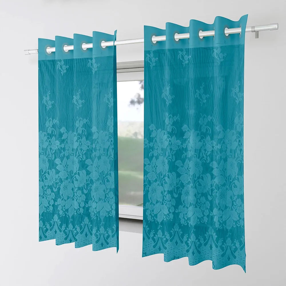 Kuber Industries Darkening Window Curtains Sheer Curtain with 8 Rings SY27 Green