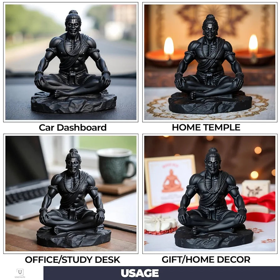 Unovate Lord Hanuman Idol Black for Car Dashboard