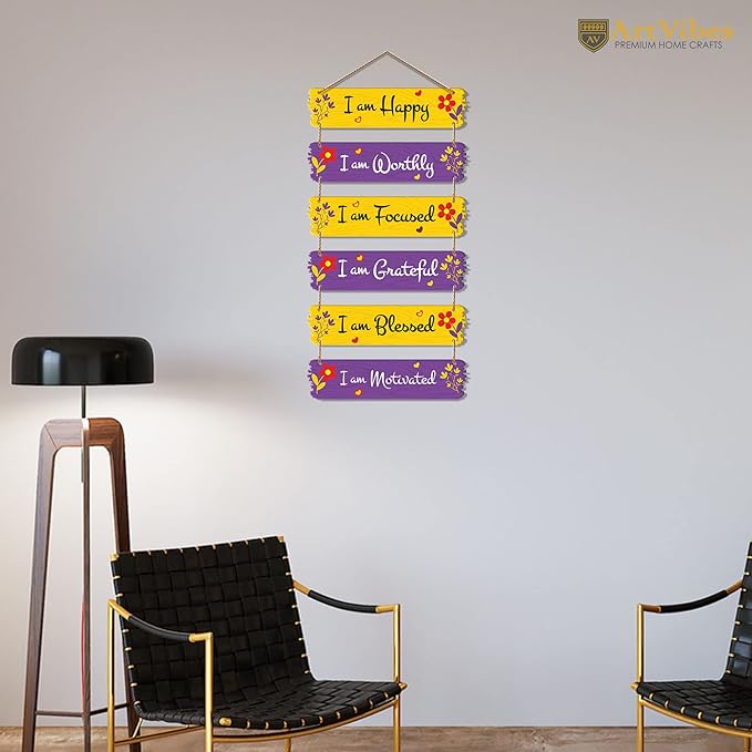 Artvibes Motivational Quotes Decorative Wall Hanging for Living Room | Set of 6